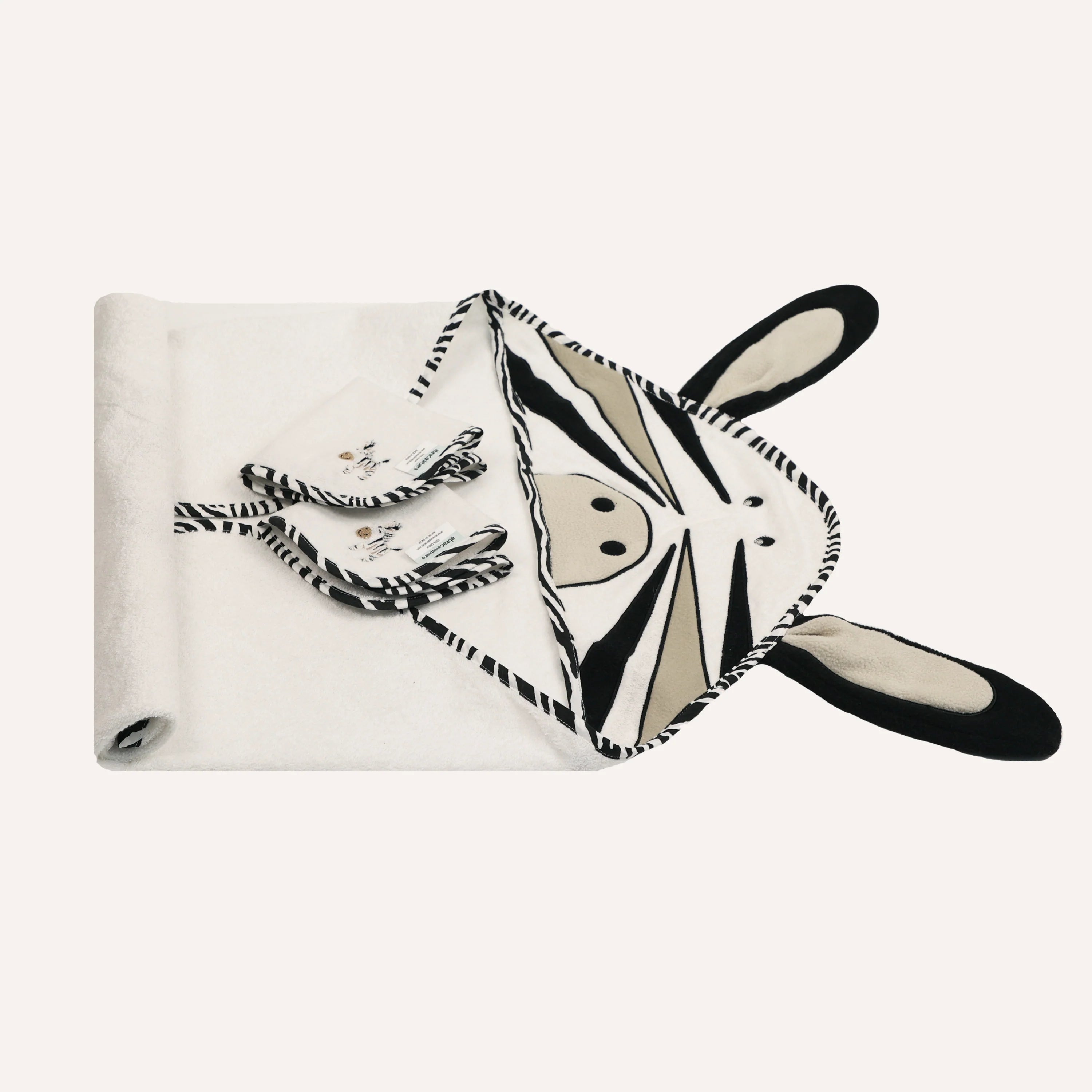 Abracadabra Hooded Towel with Two Face Washers Zebra