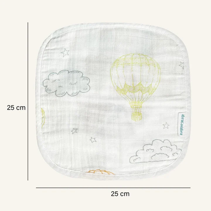 Abracadabra Muslin Wipes (Set of 3) - Hot Air Balloon