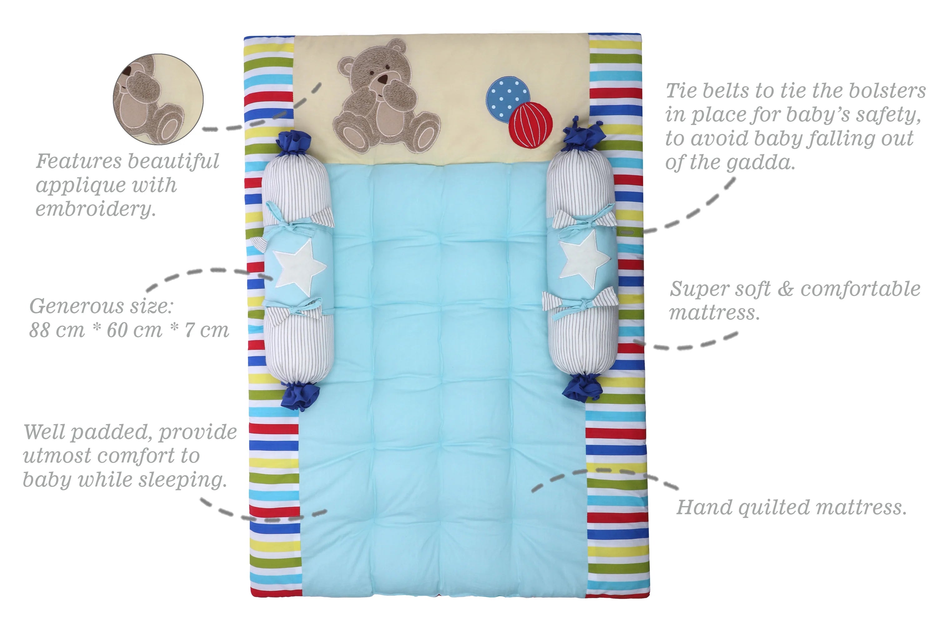 Abracadabra Gadda Set with Two bolsters Teddy Love