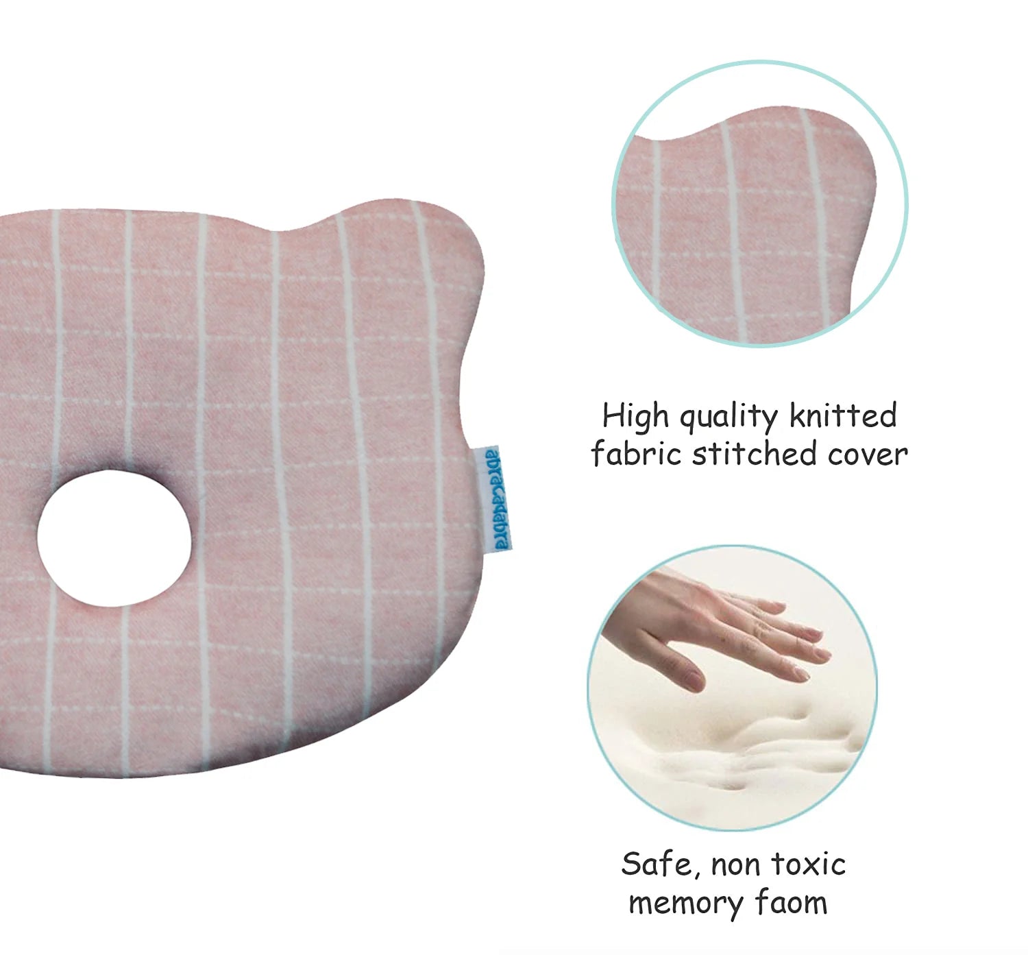 Abracadabra Memory Foam Pillow Pink Check