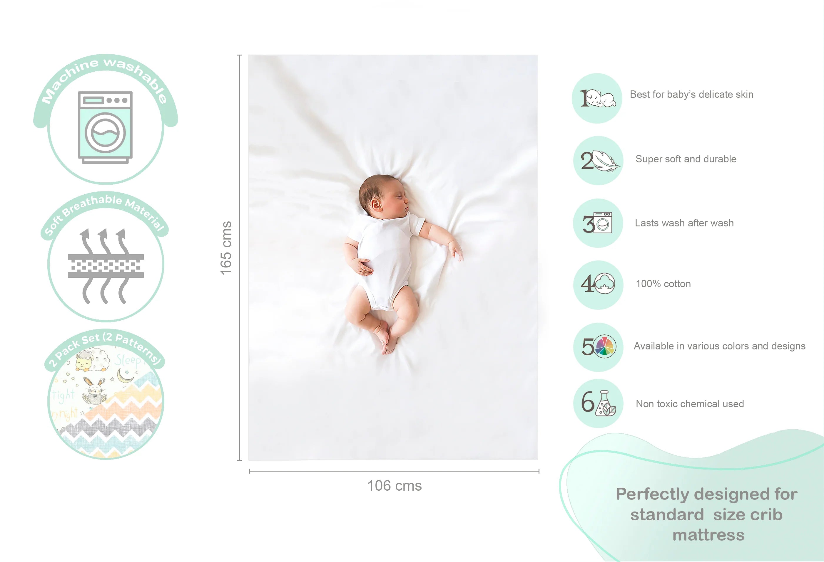 Abracadabra Flat Sheet (Set of Two) Sleepy Friends