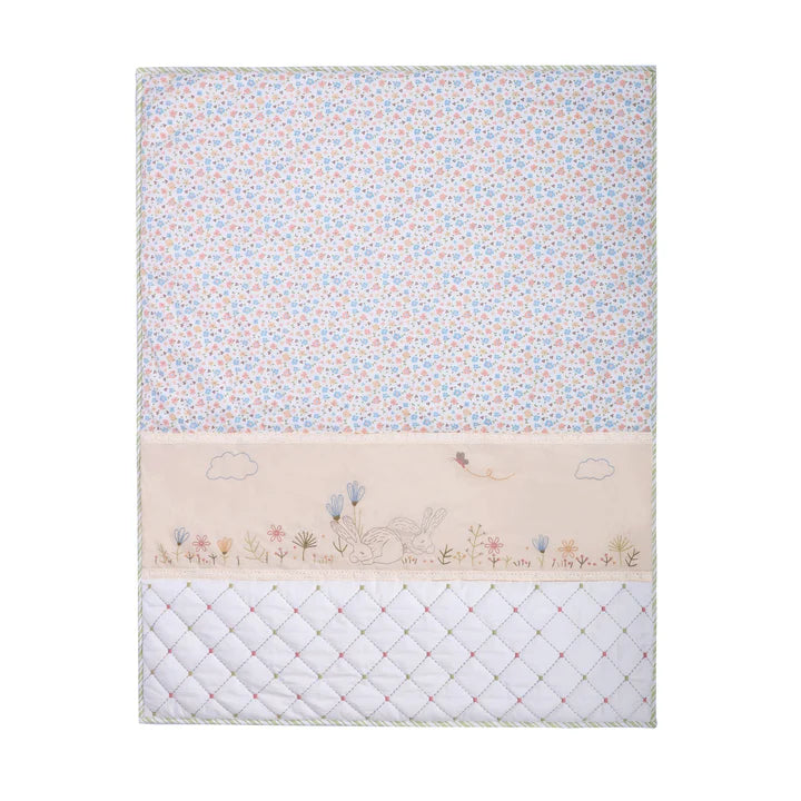 6 Piece Baby Cot Bedding Set - Bunny Garden
