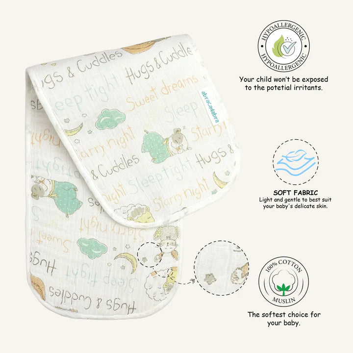 Abracadabra Muslin Burp Pad Sleepy Friends
