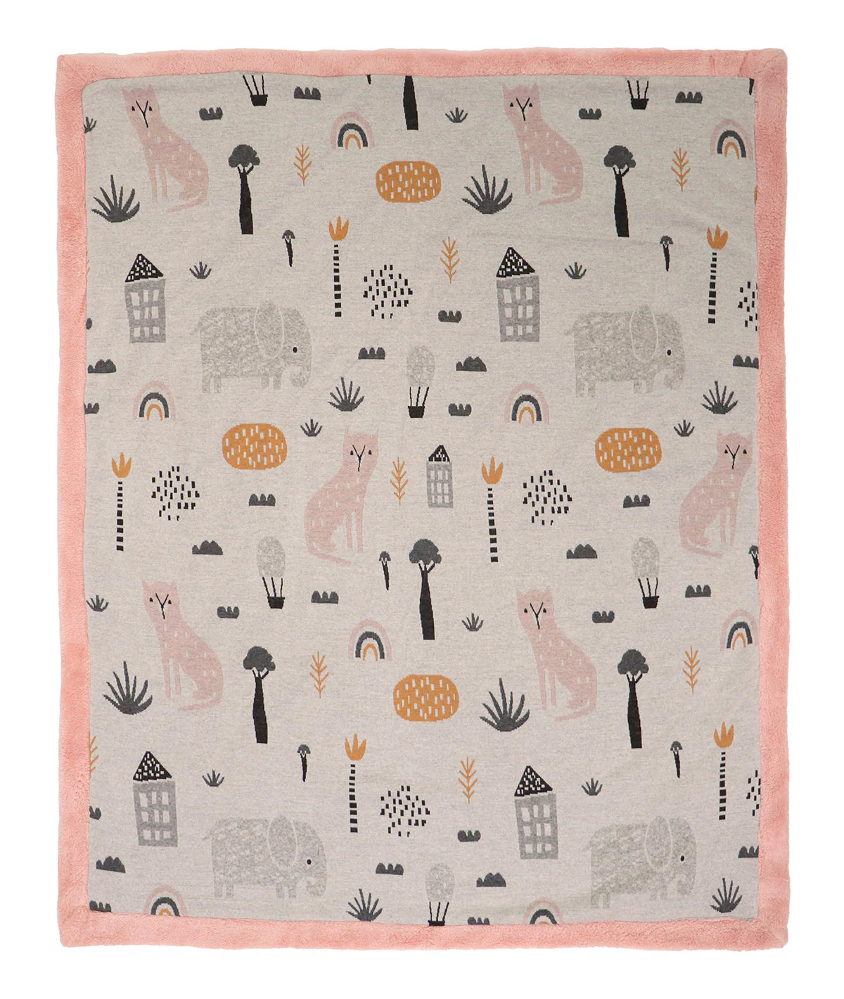Woodland Pink Pearl Knitted Blanket with Faux Fur Back for Babies