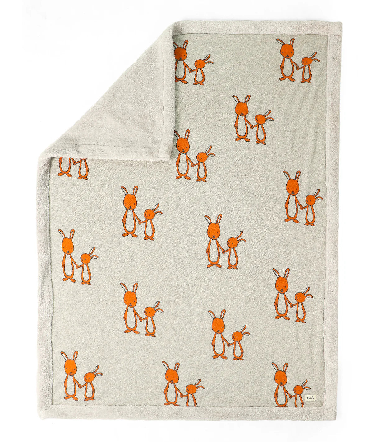 Mumma & Baby Bunny Grey Color Knitted Blanket with Faux Fur Back for Babies