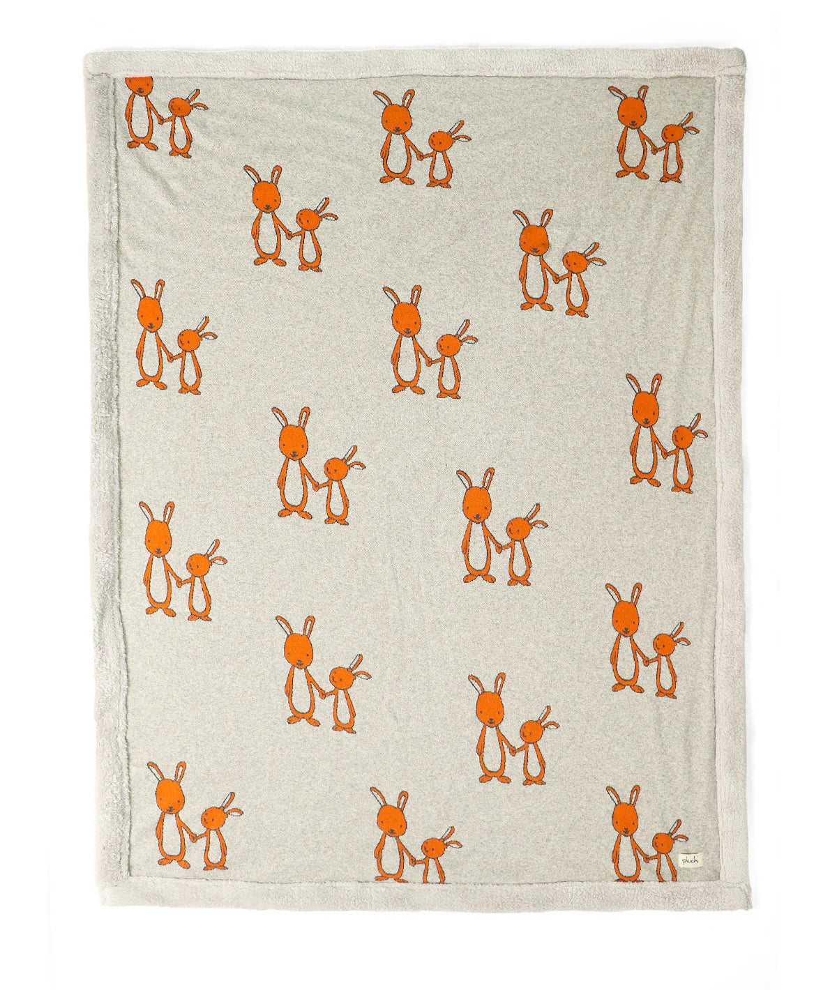 Mumma & Baby Bunny Grey Color Knitted Blanket with Faux Fur Back for Babies