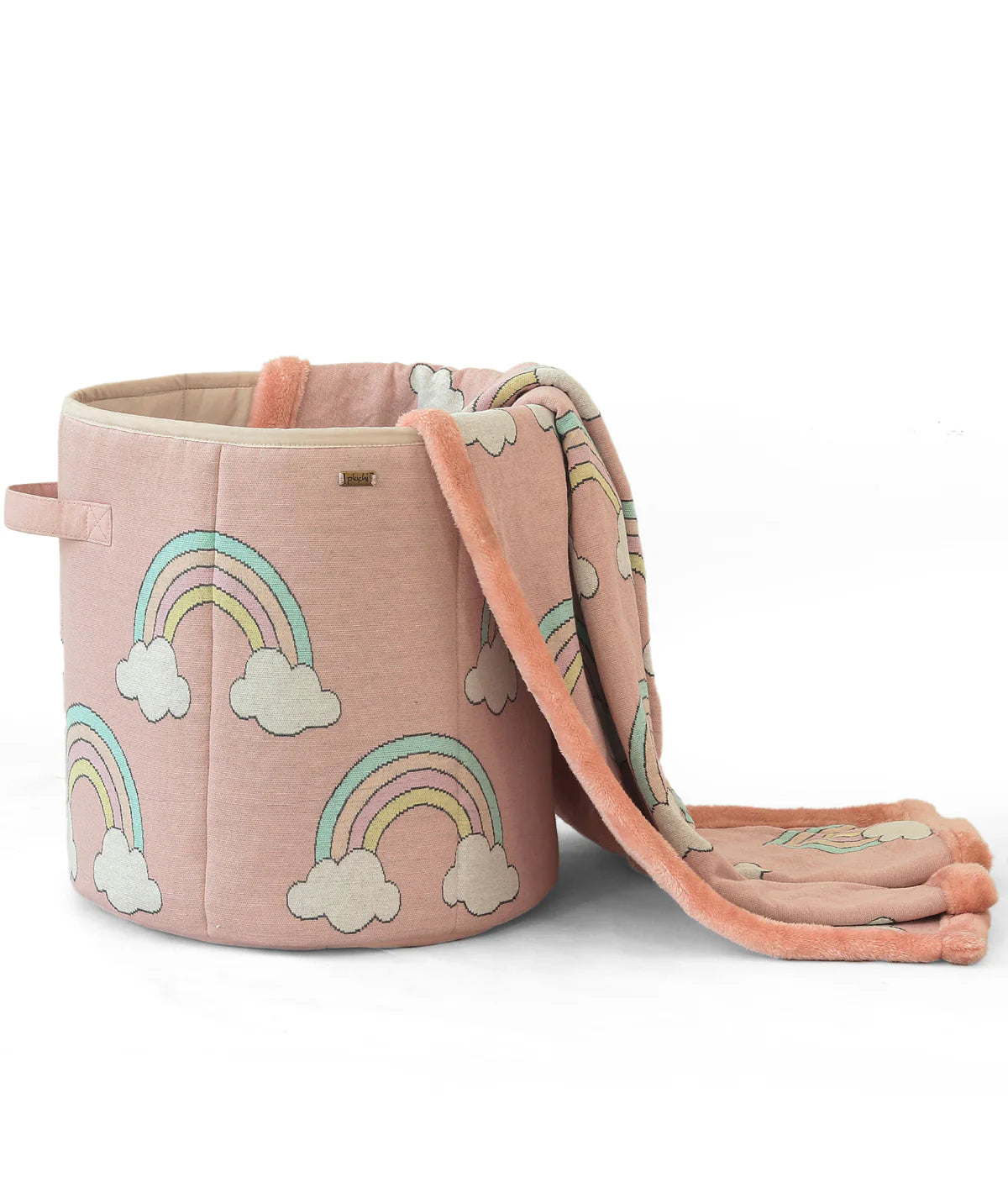 Rainbow Cotton Knitted Large Kids Baskets in Bubblegum Pink For Assembling Toys and other Playing Accessories