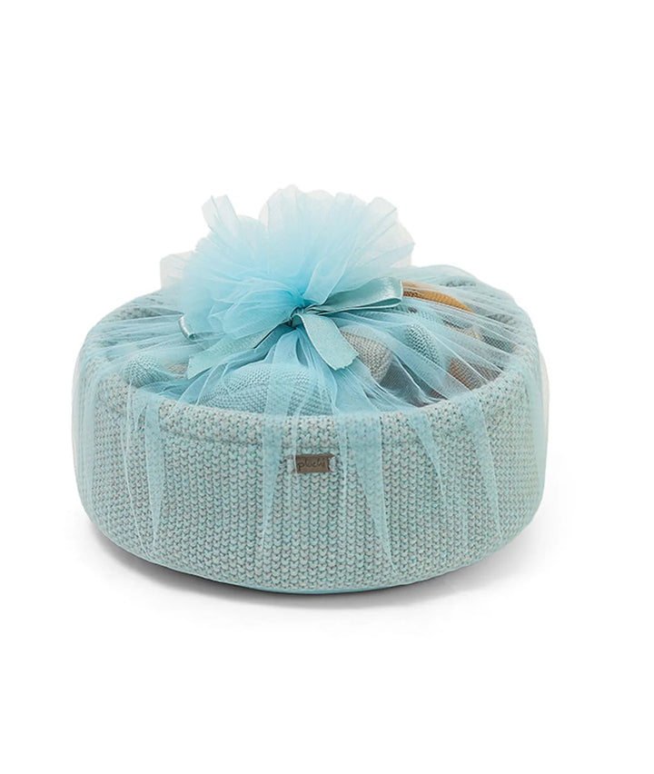 Ele Gift Basket (Set of 4 pcs - Storage Basket, Knitted Baby Blanket, Soft Toy, and Rattle)