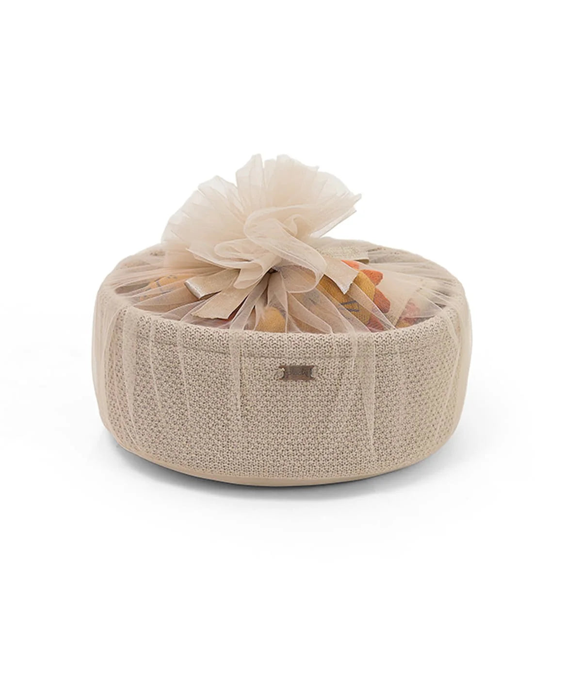 Leo Gift Basket (Set of Four pcs - Storage Basket, Knitted Baby Blanket, Soft Toy, and Rattle)