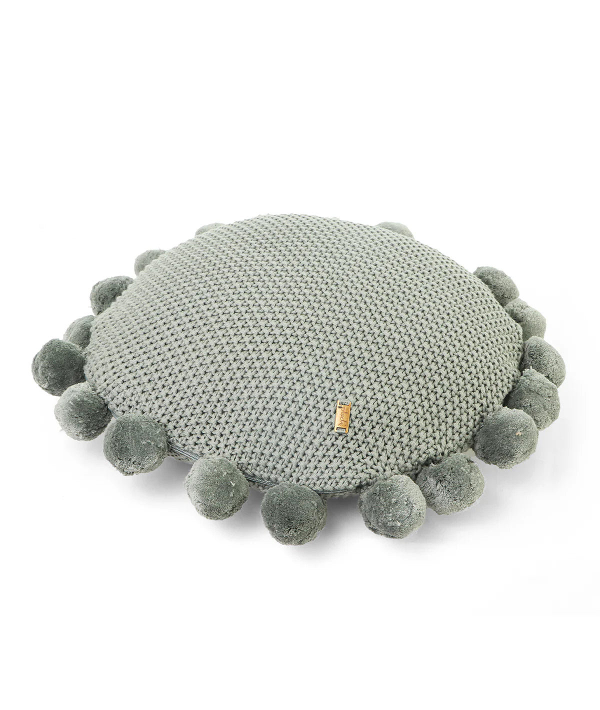 Pom Pom Ryegrass Cotton Knitted Decorative Sixteen Inches Dia Cushion Cover