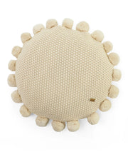 Pom Pom Crepe Cotton Knitted Decorative Sixteen Inches Dia Cushion Cover