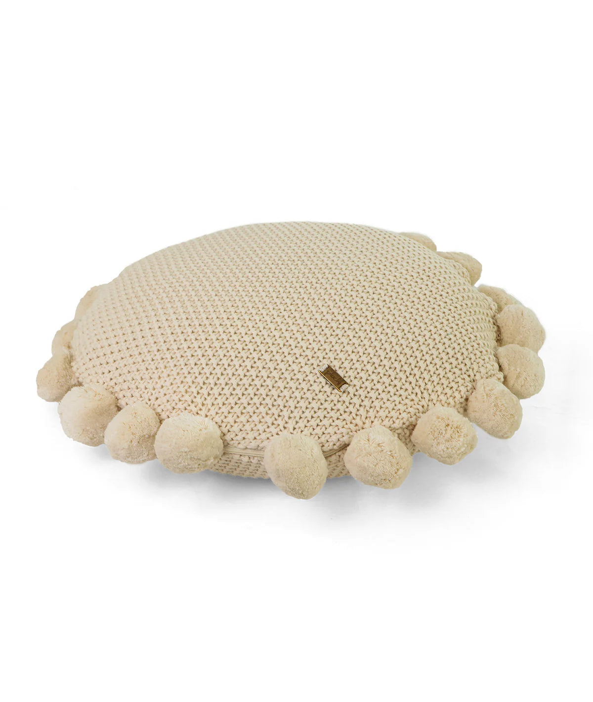 Pom Pom Natural Cotton Knitted Decorative Sixteen Inches Dia Cushion Cover