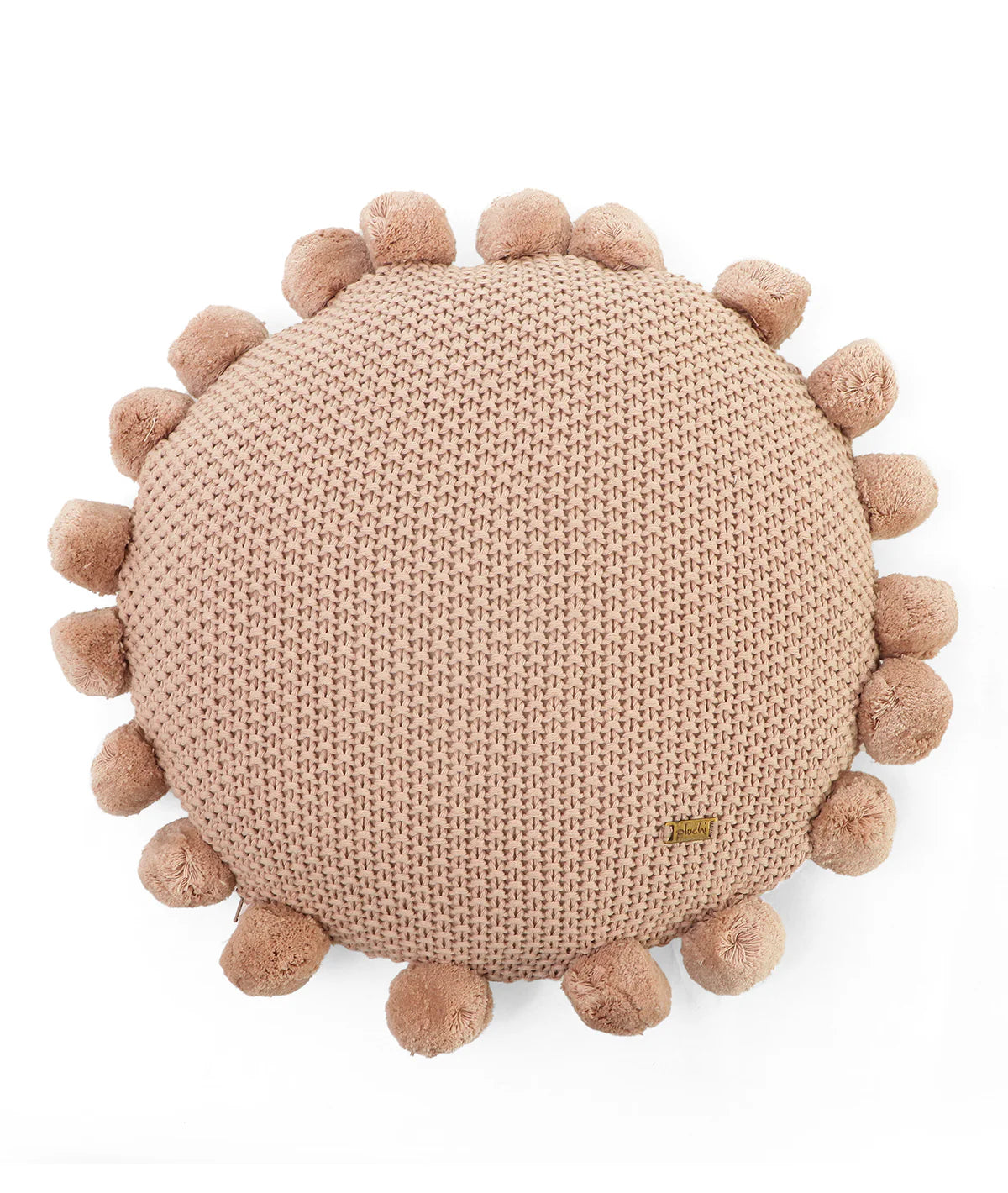 Pom Pom Crepe Cotton Knitted Decorative Sixteen Inches Dia Cushion Cover