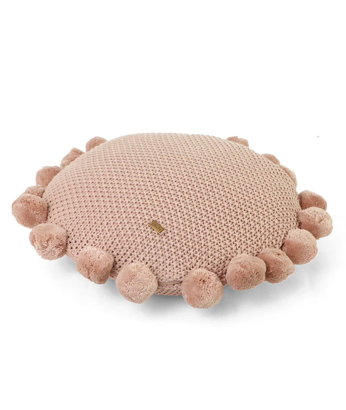 Pom Pom Crepe Cotton Knitted Decorative Sixteen Inches Dia Cushion Cover