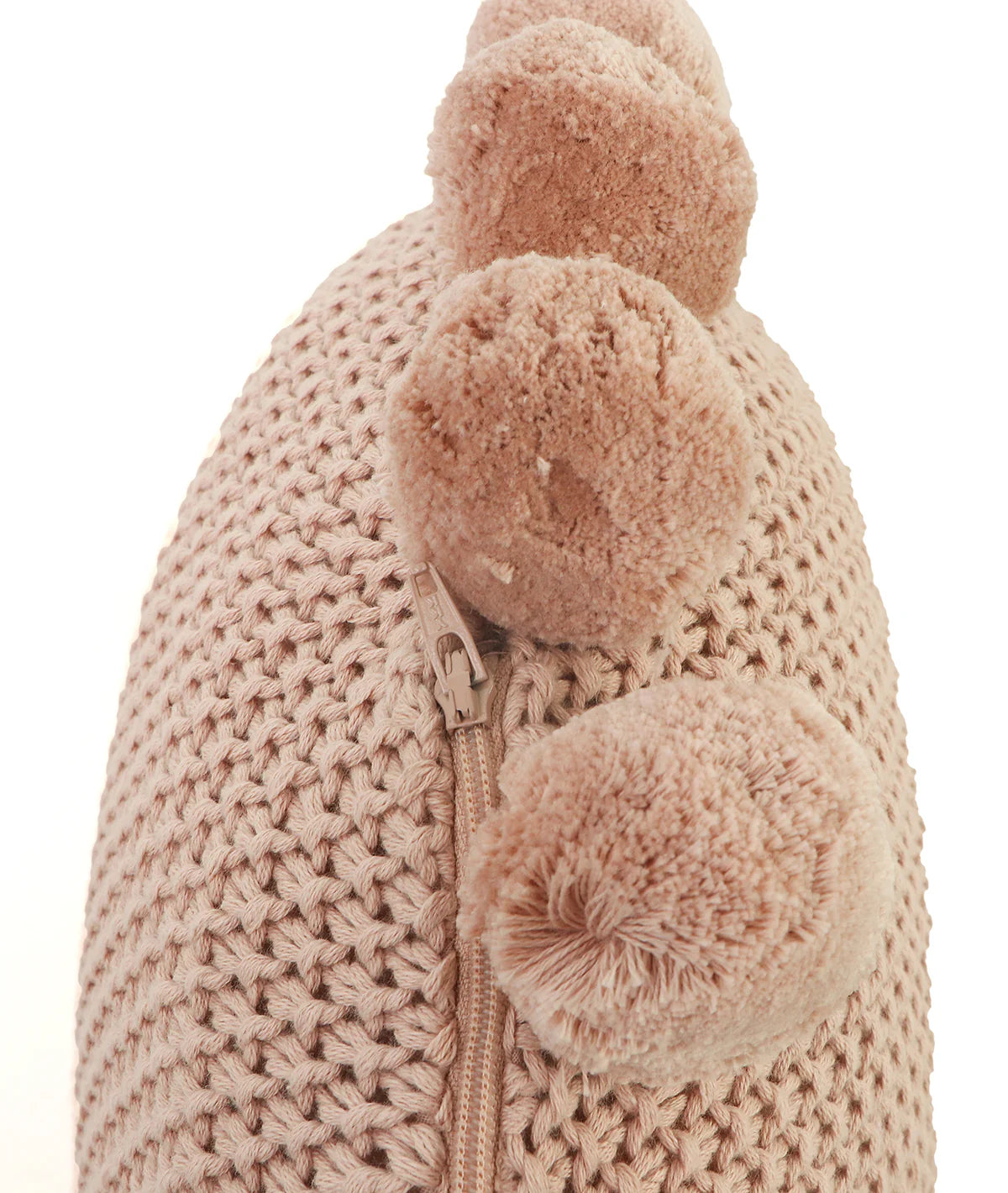 Pom Pom Crepe Cotton Knitted Decorative Sixteen Inches Dia Cushion Cover