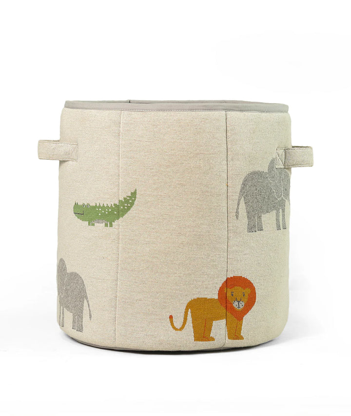 Wild Safari Cotton Knitted Large Kids Baskets Natural Multi For Assembling Toys and other Playing Accessories