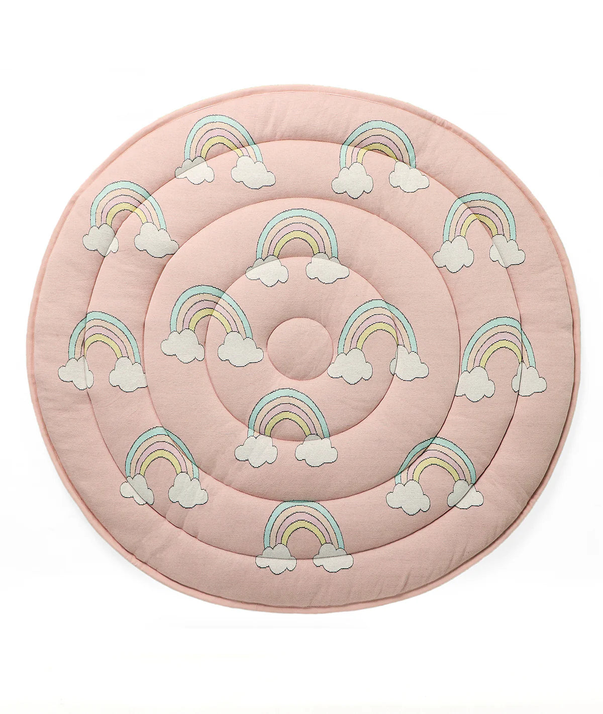 Rainbow Bubblegum Pink Cotton Knitted Quilted Playmat for Babies