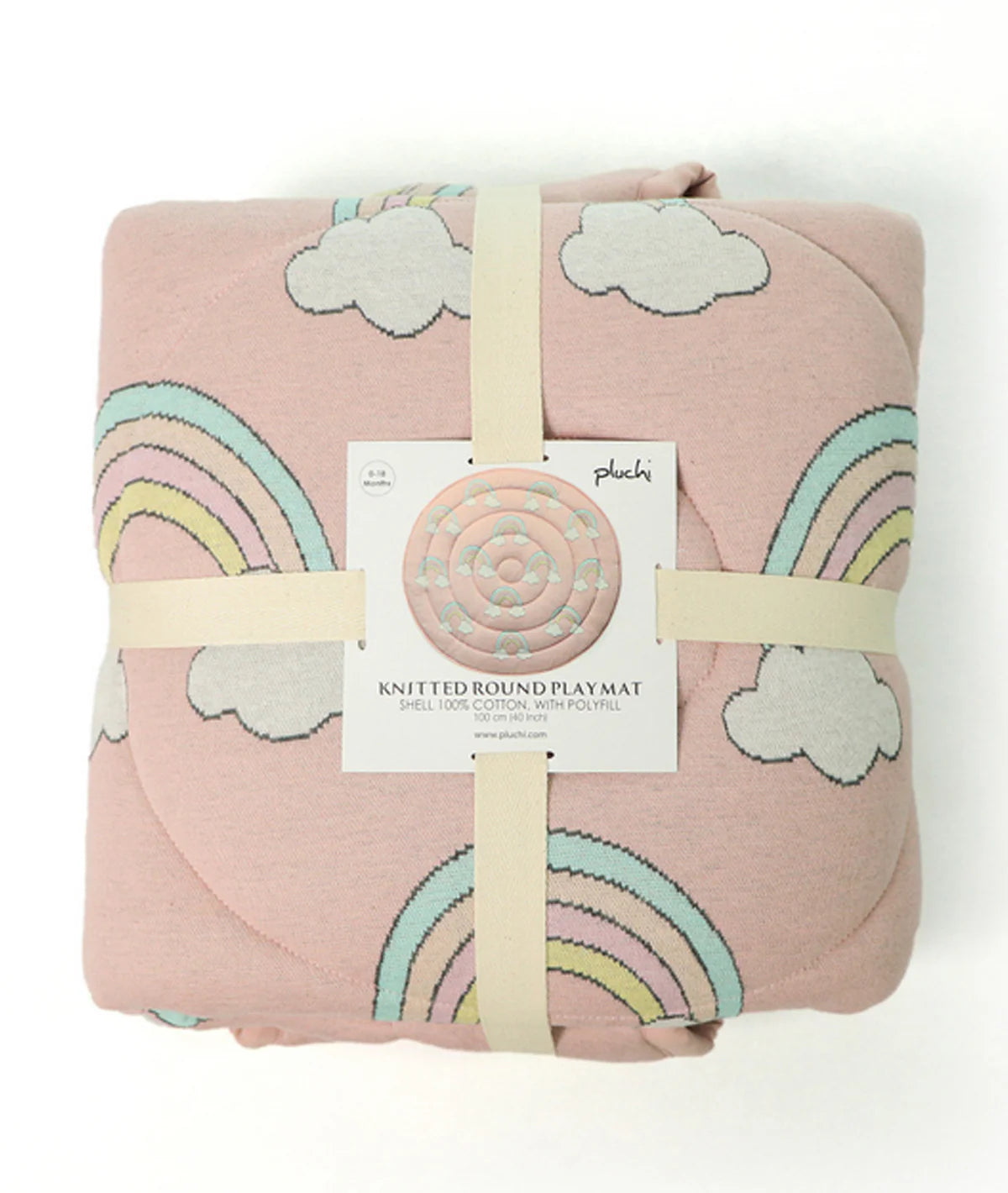 Rainbow Bubblegum Pink Cotton Knitted Quilted Playmat for Babies