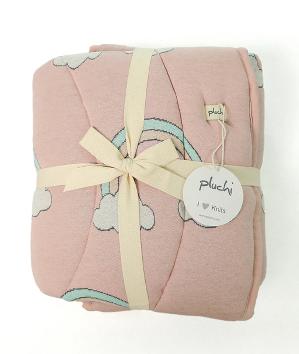 Rainbow Bubblegum Pink Cotton Knitted Quilted Playmat for Babies