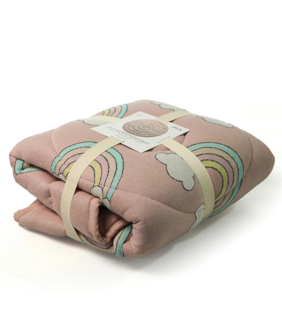 Rainbow Bubblegum Pink Cotton Knitted Quilted Playmat for Babies