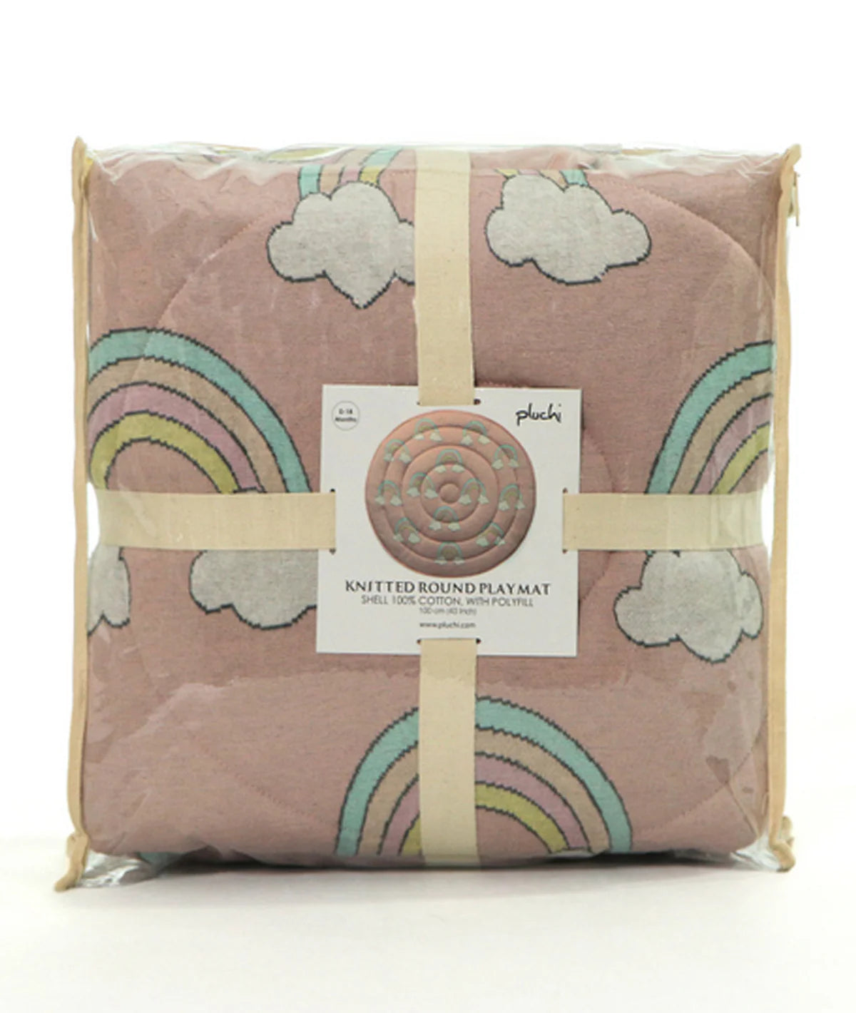 Rainbow Bubblegum Pink Cotton Knitted Quilted Playmat for Babies
