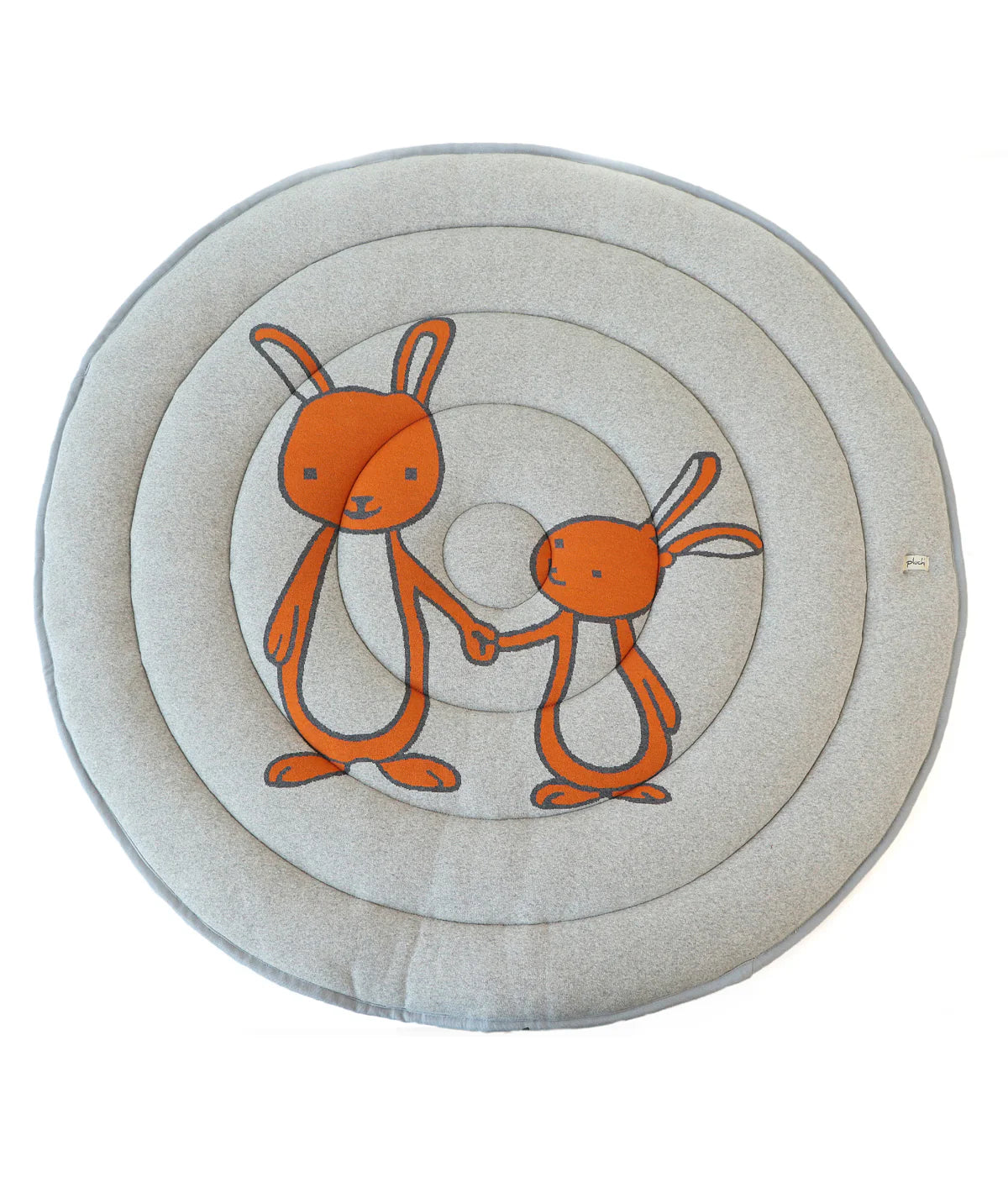 Mumma & Baby Bunny Vanilla Grey Melange & Orange Cotton Knitted Quilted Playmat for Babies