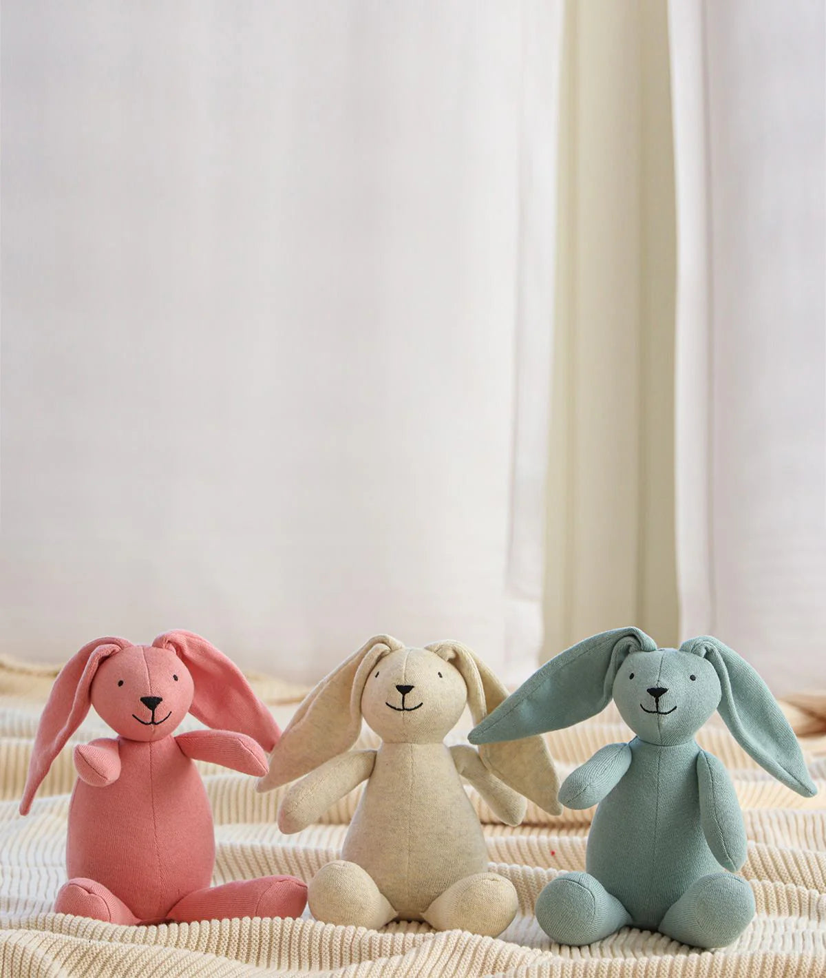 Rabbit Dull Blue Cotton Knitted Stuffed Soft Toys for Babies / Kids