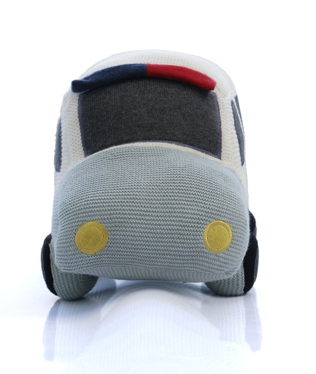 Police Car - Light Blue , Black and Natural Cotton Knitted Stuffed Soft Toy for Babies / Kids