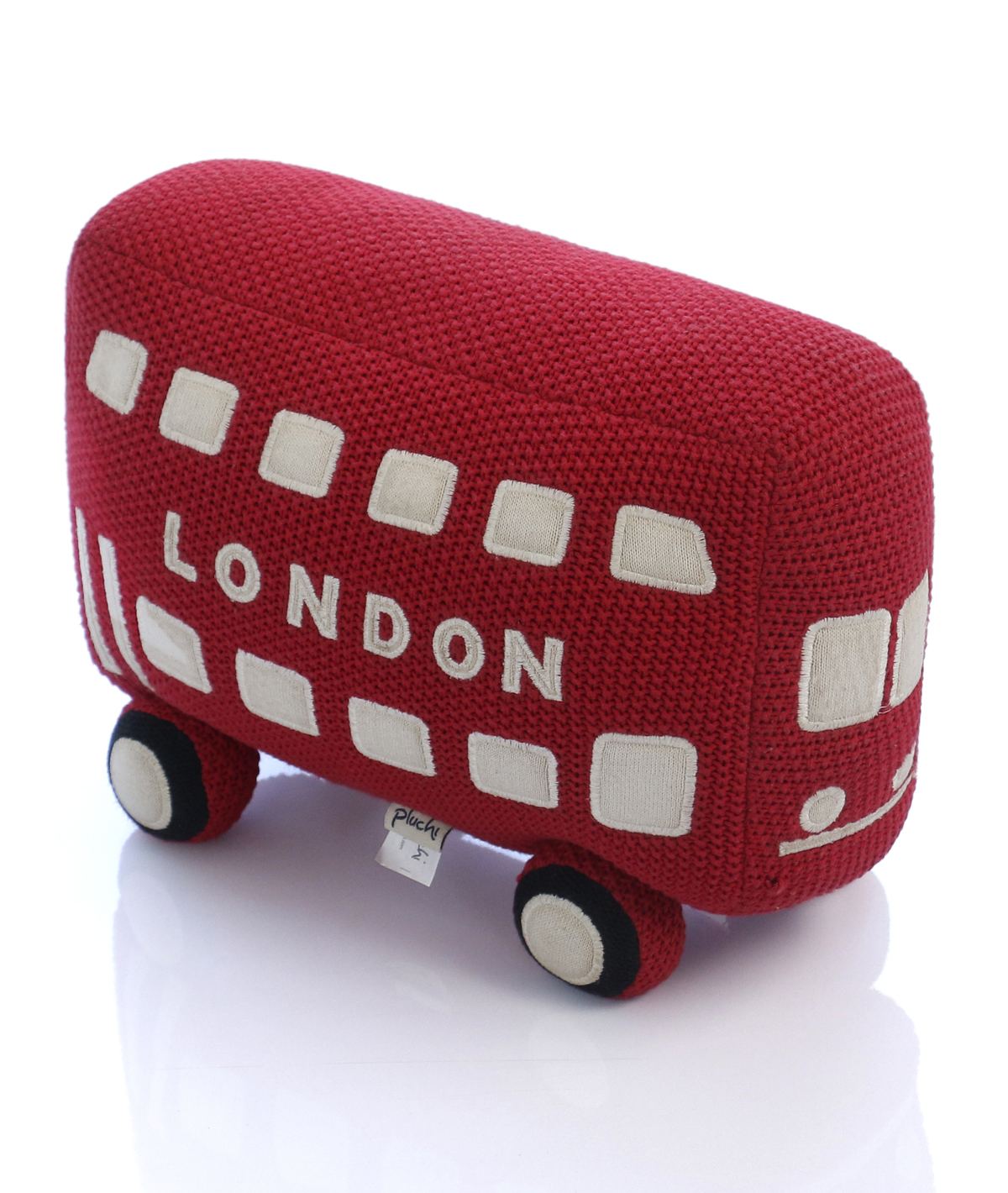 Wheels on The Bus - Red & Natural Cotton Knitted Stuffed Soft Toy for Babies / Kids