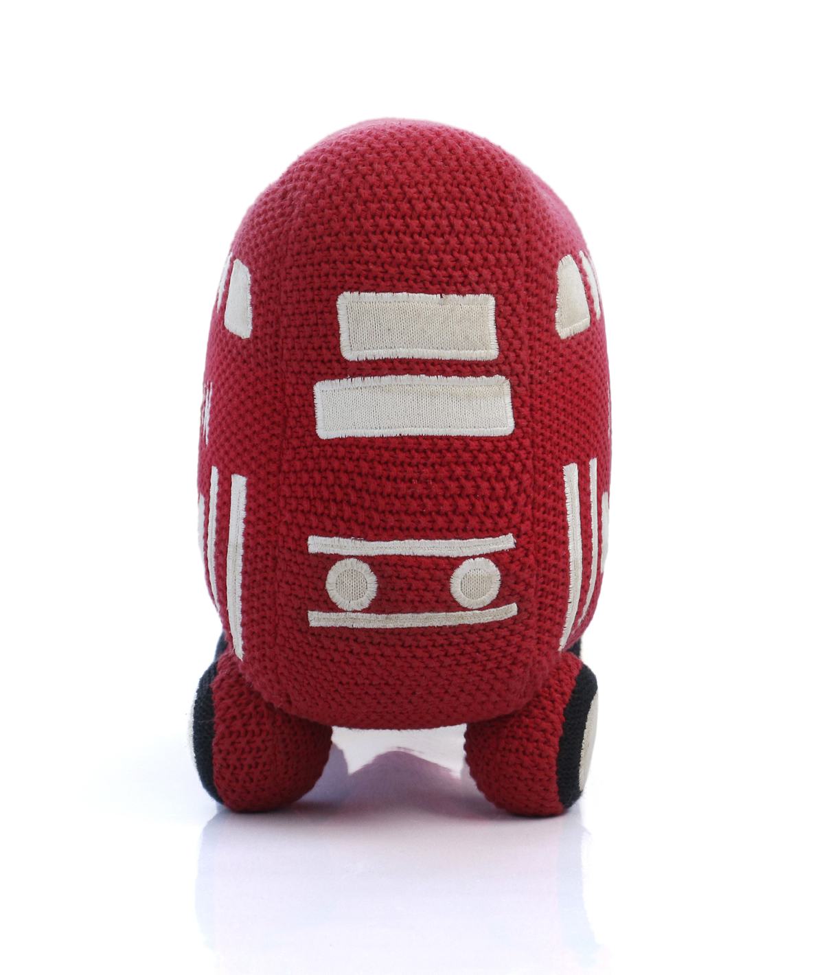 Wheels on The Bus - Red & Natural Cotton Knitted Stuffed Soft Toy for Babies / Kids