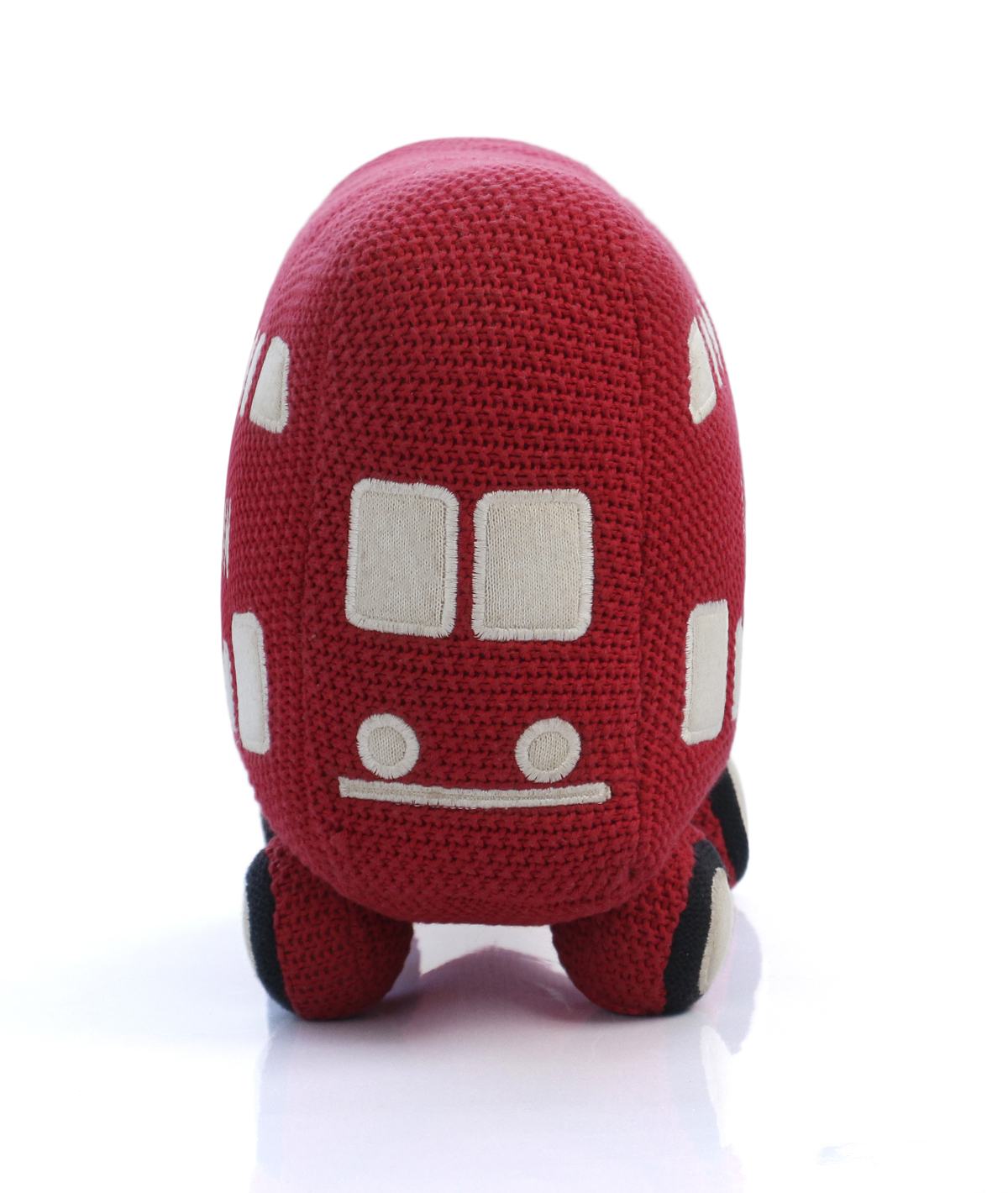 Wheels on The Bus - Red & Natural Cotton Knitted Stuffed Soft Toy for Babies / Kids