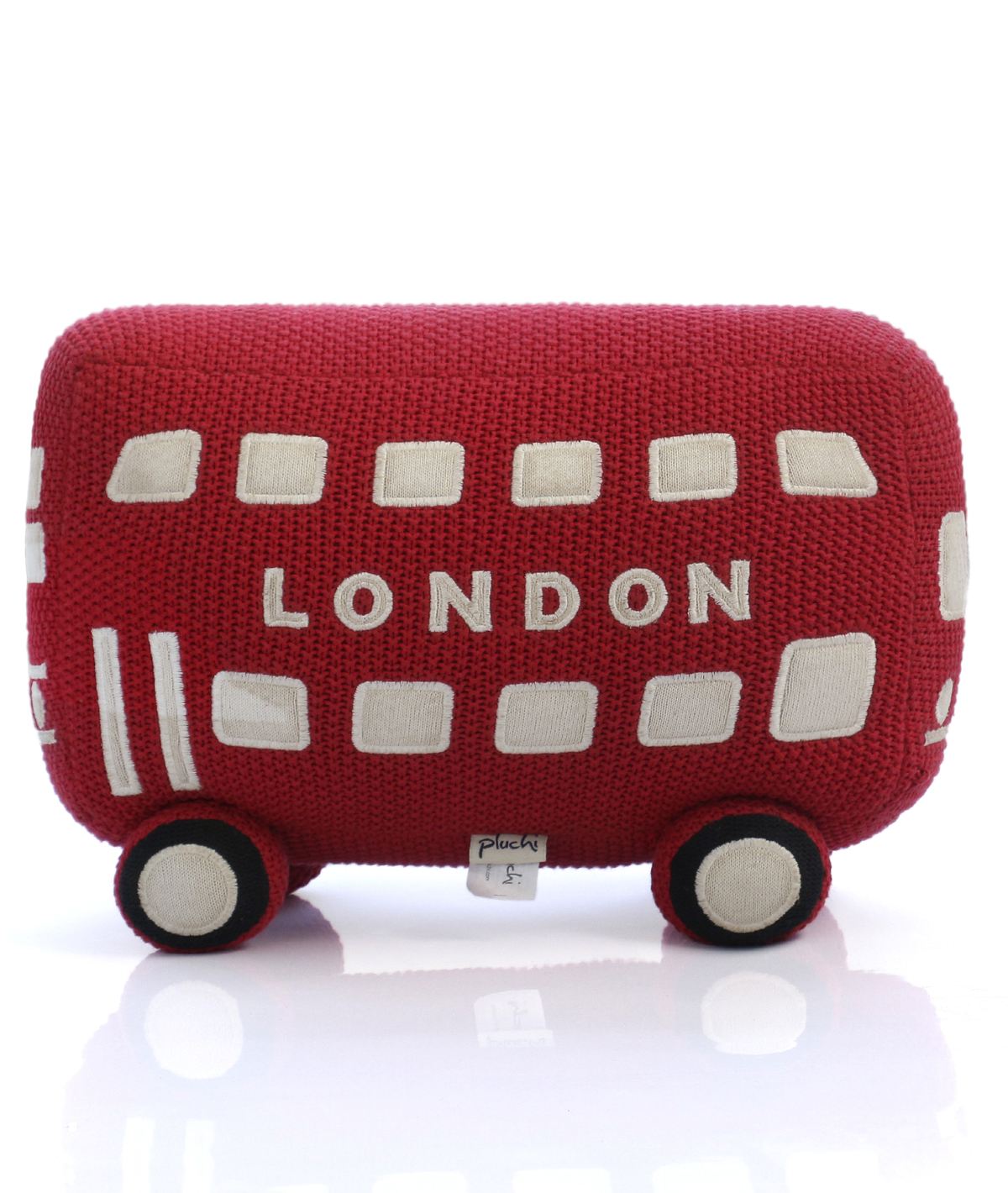 Wheels on The Bus - Red & Natural Cotton Knitted Stuffed Soft Toy for Babies / Kids