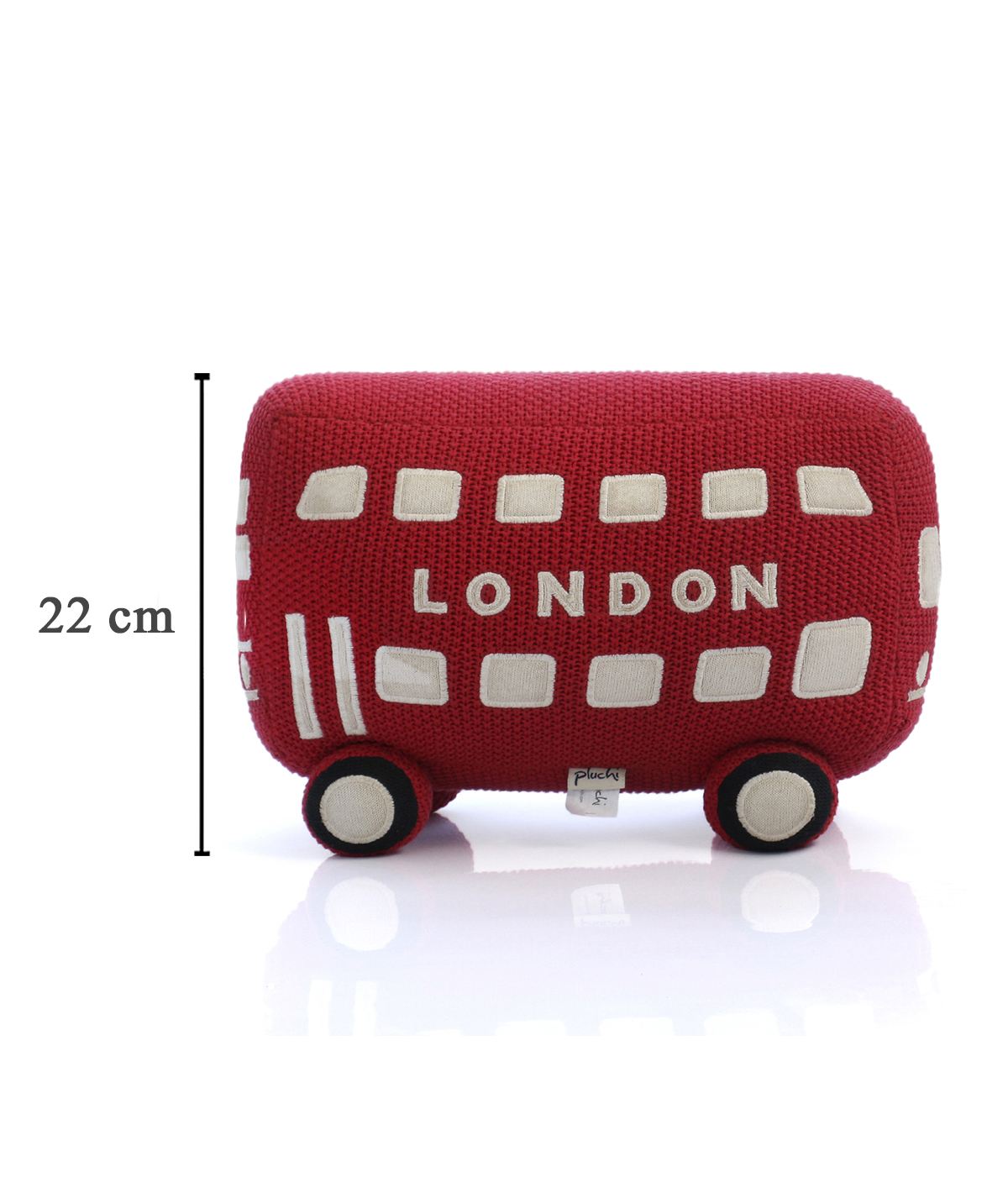 Wheels on The Bus - Red & Natural Cotton Knitted Stuffed Soft Toy for Babies / Kids