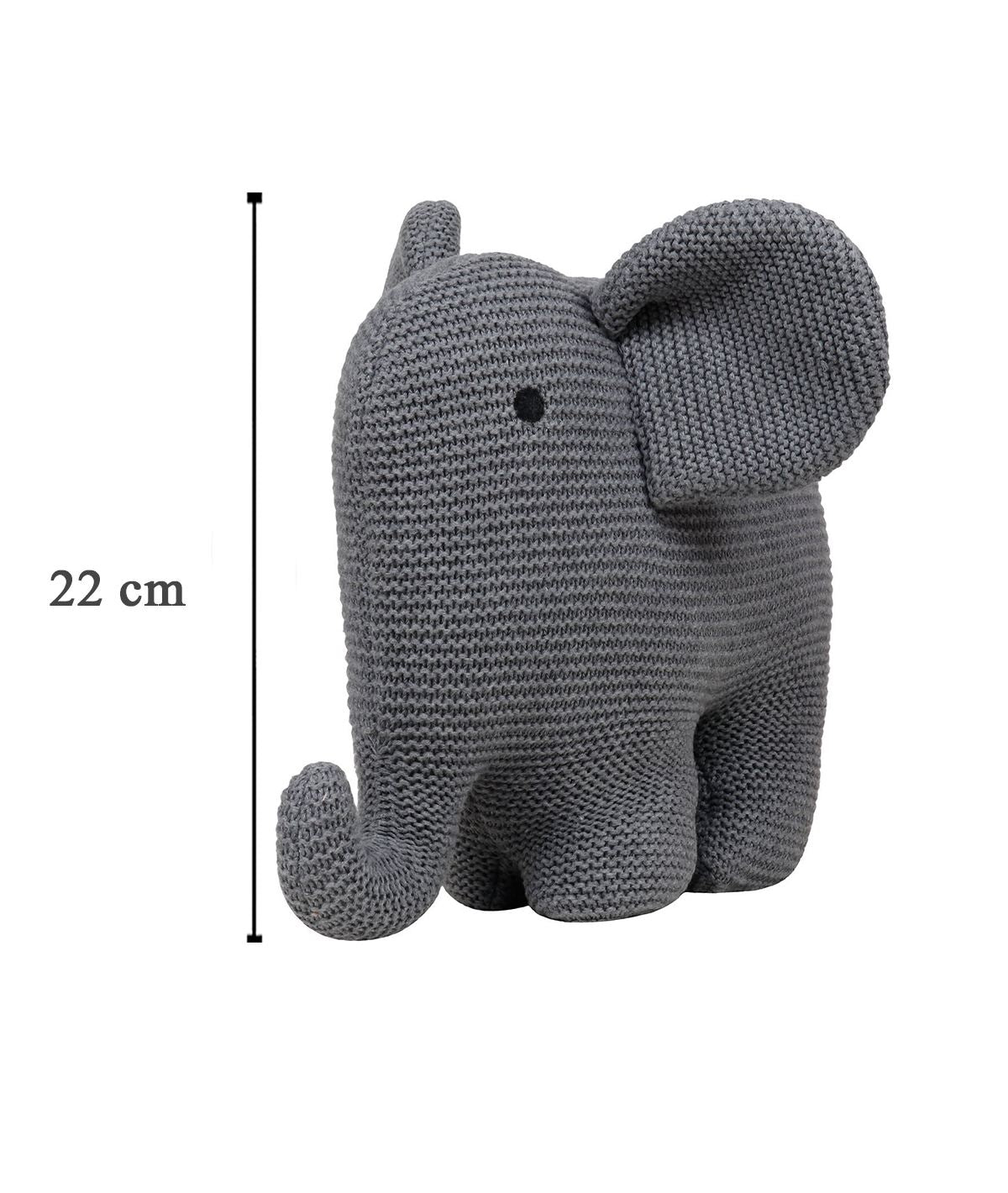 Elephant - Grey Cotton Knitted Stuffed Soft Toy for Babies / Kids