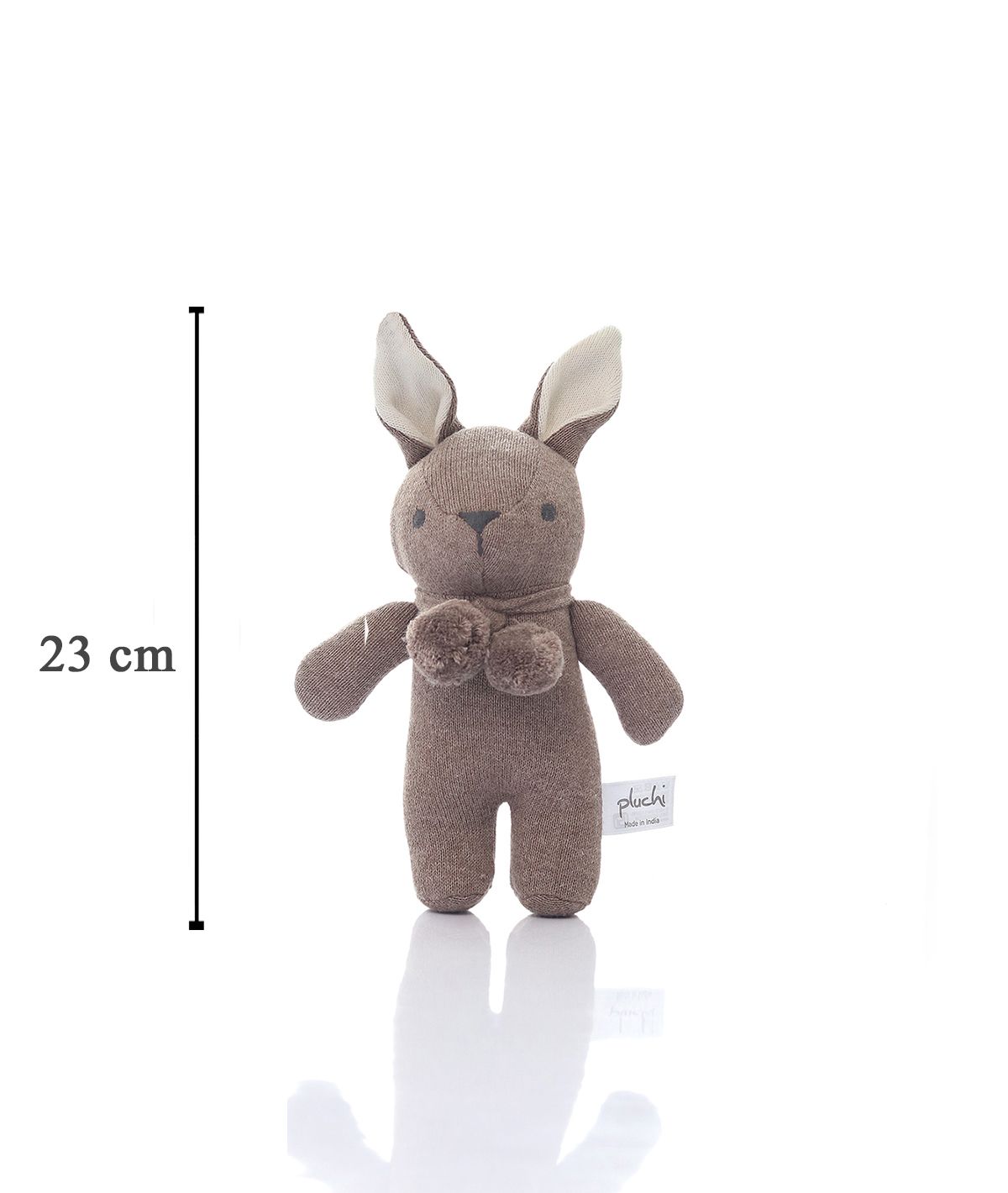 Toto Bear Cotton Knitted Stuffed Soft Rattle Toy (Spring Dust Melange & Natural)