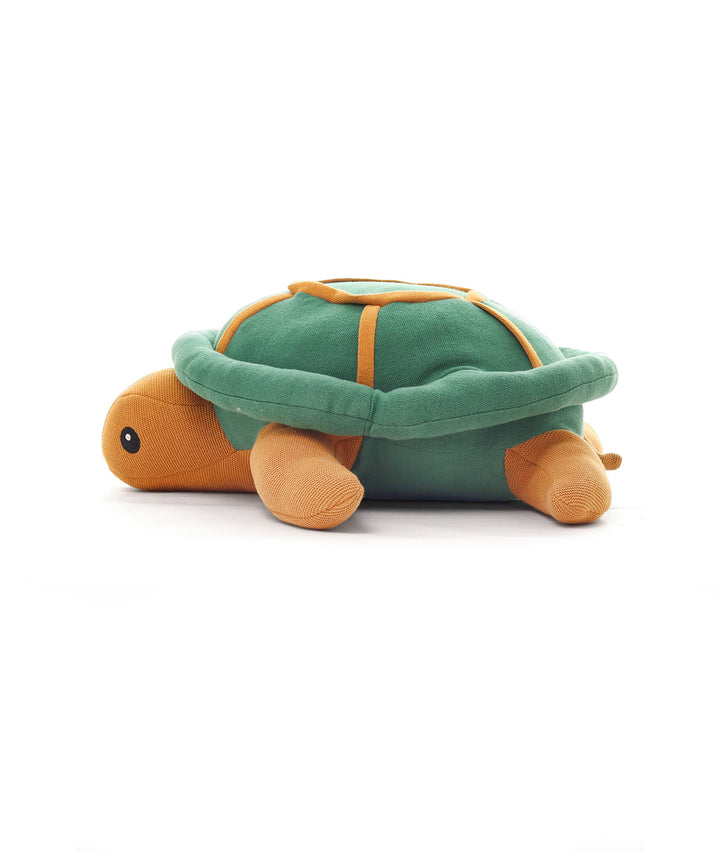 Pokey Turtle Cotton Knitted Stuffed Soft Toy (Green & Mustard)