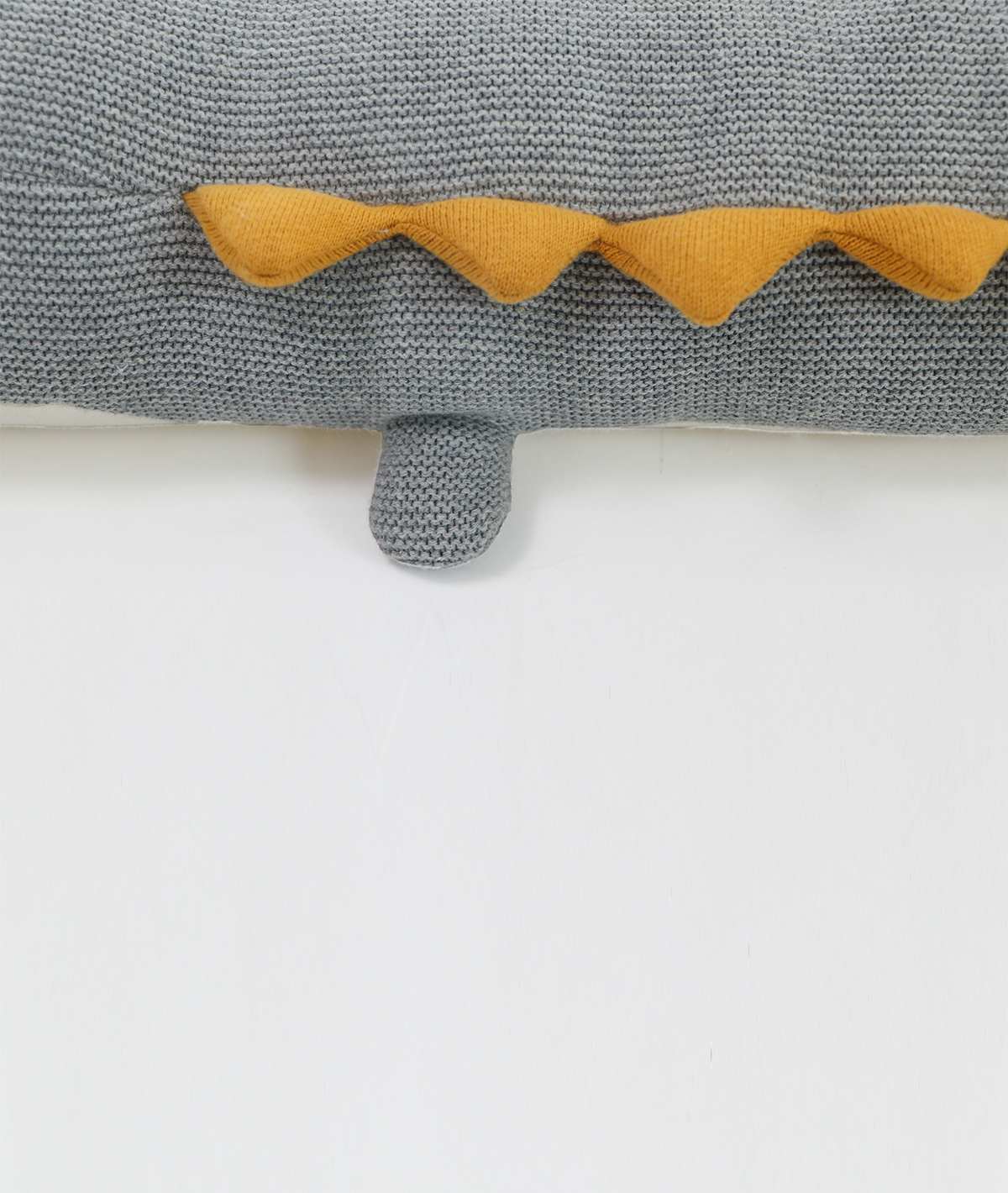 Jaws Crocodile Cotton Knitted Stuffed Soft Toy (Light Grey Mel., Pale Whisper & Mustard)