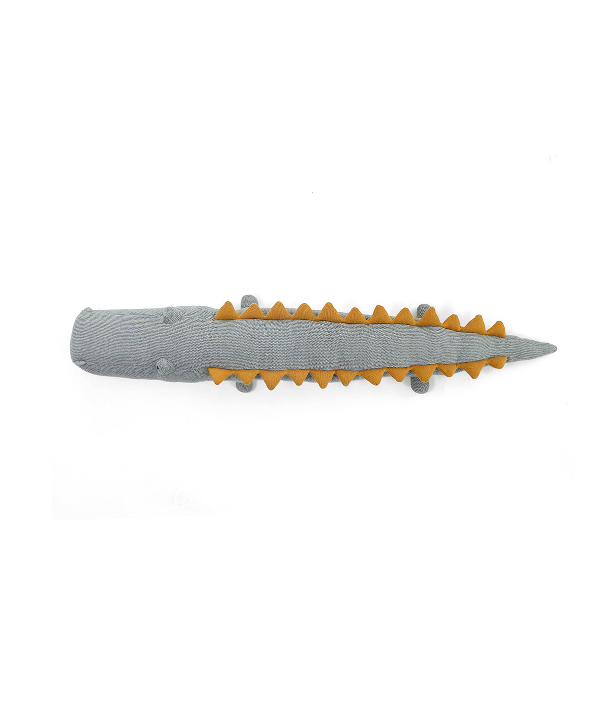 Jaws Crocodile Cotton Knitted Stuffed Soft Toy (Light Grey Mel., Pale Whisper & Mustard)