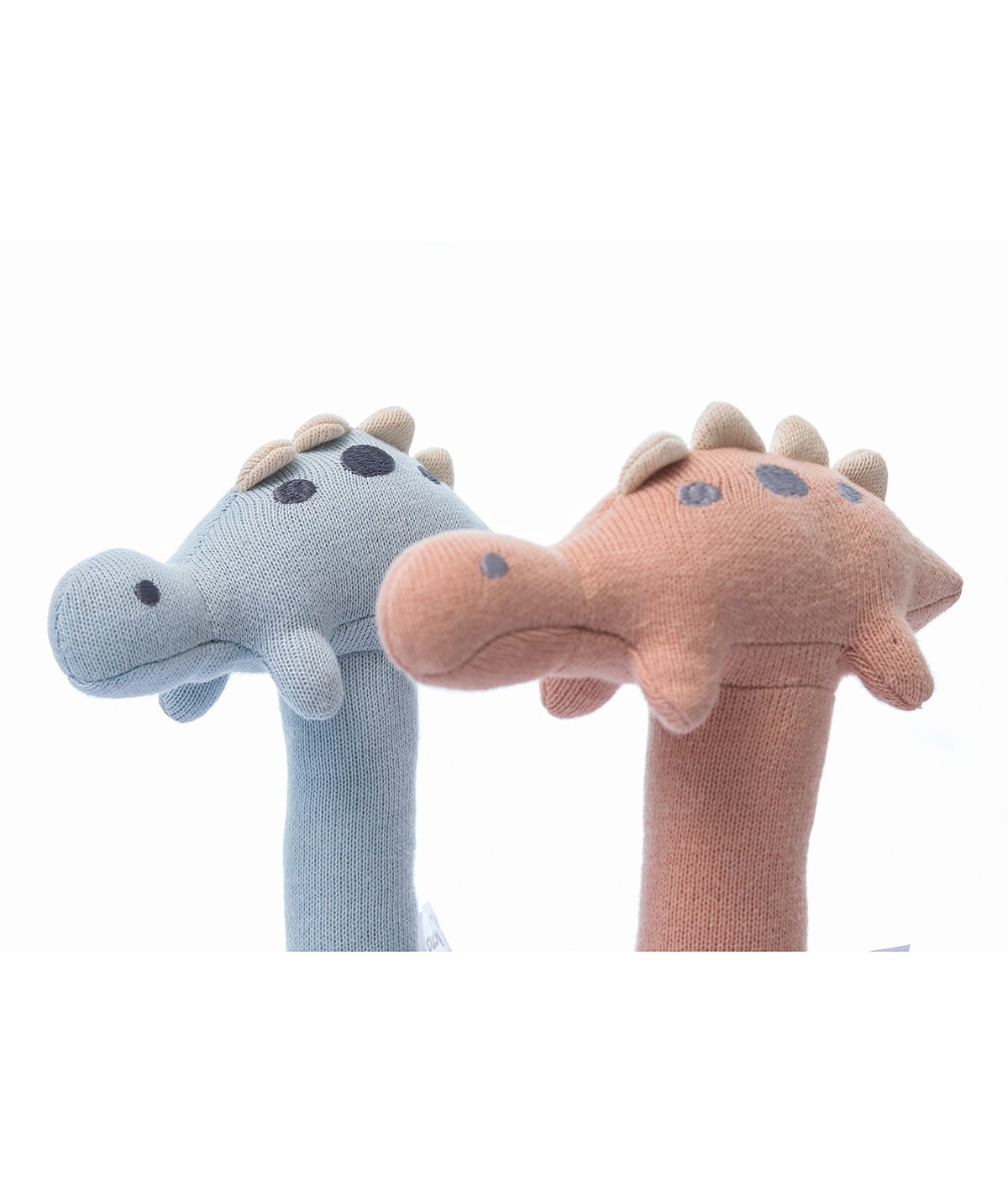 Stego Dino Cotton Knitted Stuffed Soft Rattle Toy (Baby Blue)