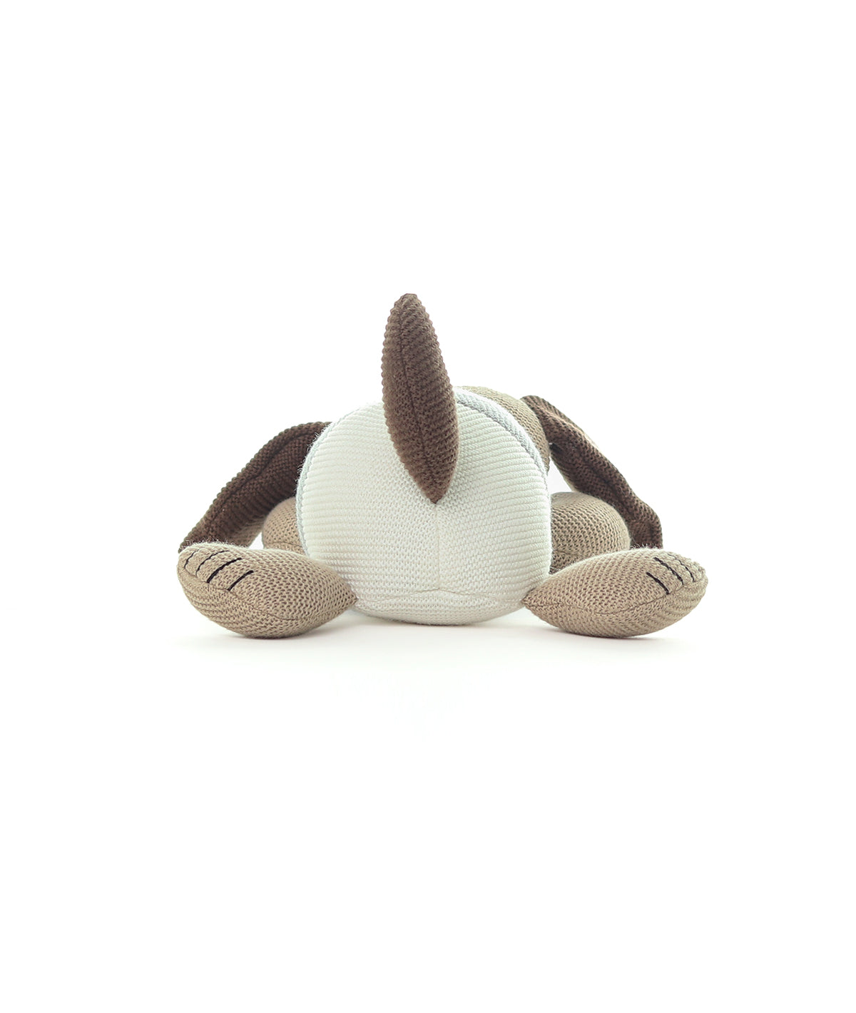 Slinky Dog Cotton Knitted Stuffed Soft Toy (Linen & Light Grey Melange Color)