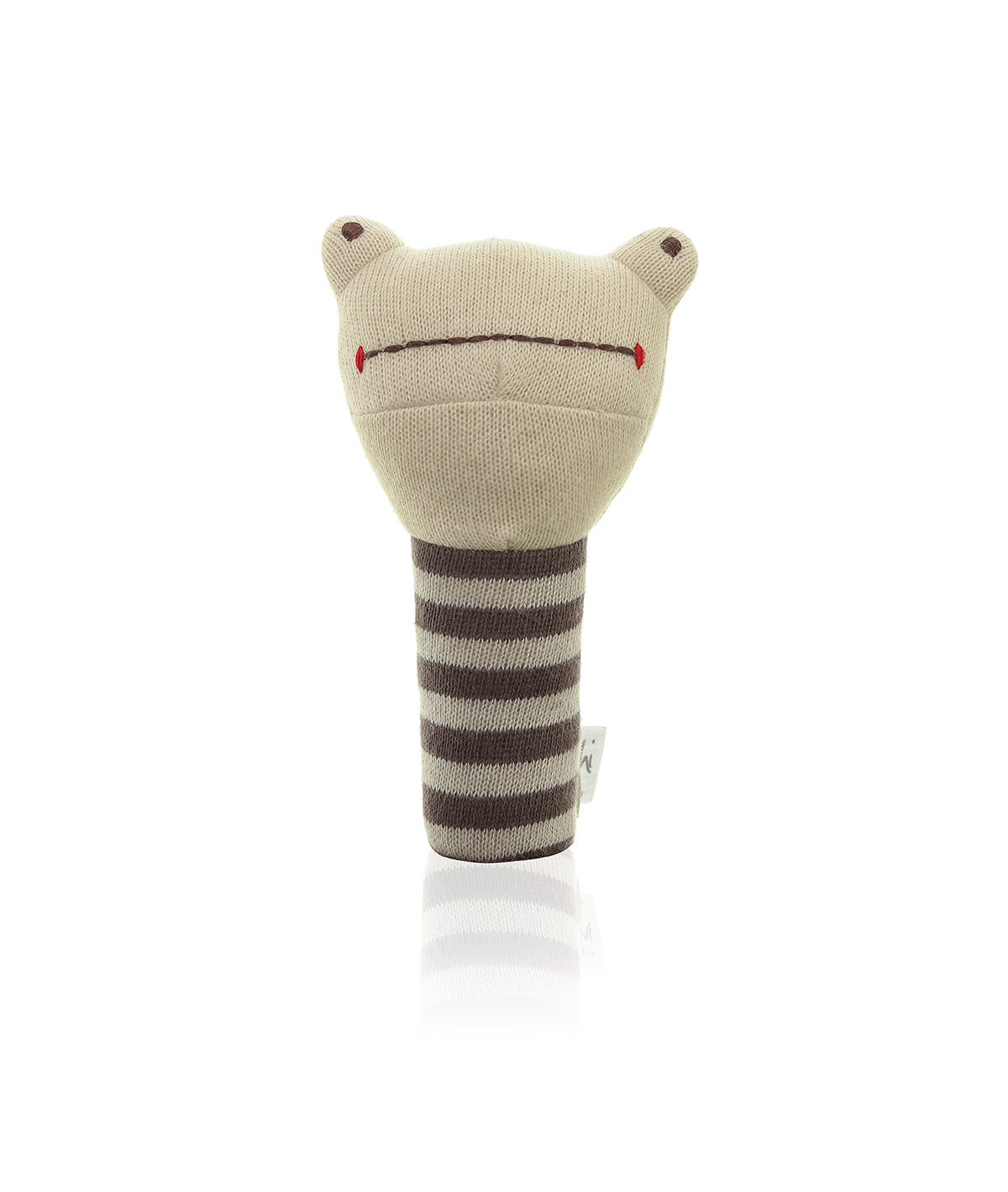 Toad Rattle Cotton Knitted Stuffed Soft Toy (Natural & Espresed)