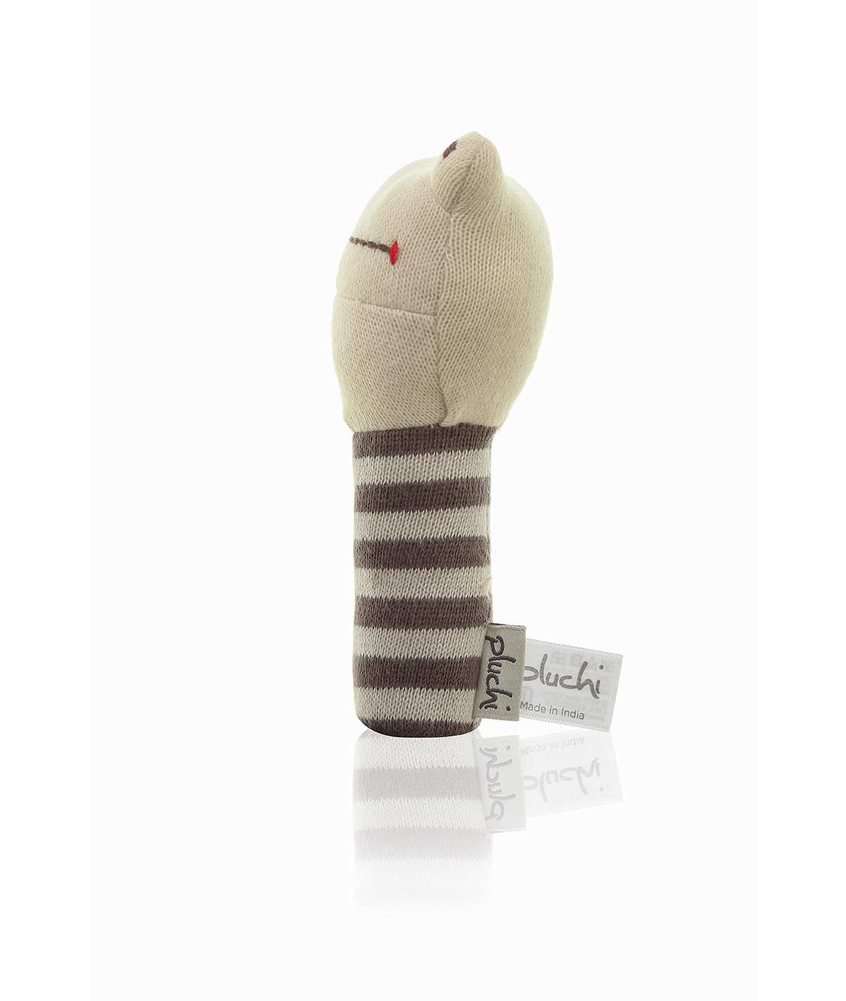 Toad Rattle Cotton Knitted Stuffed Soft Toy (Natural & Espresed)