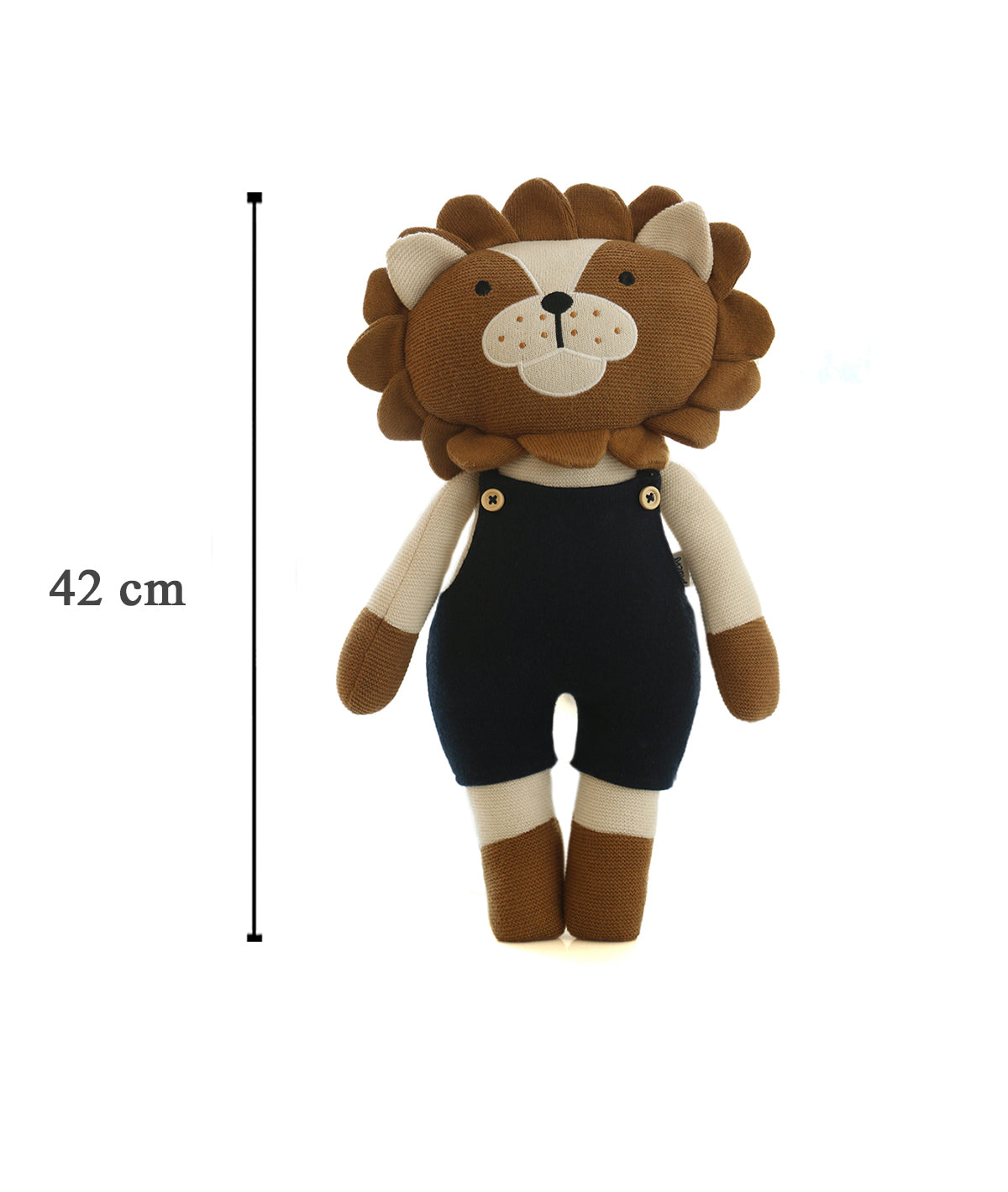 Little Leo Cotton Knitted Stuffed Soft Toy for Babies & Kids (Bronze & Dark Navy )