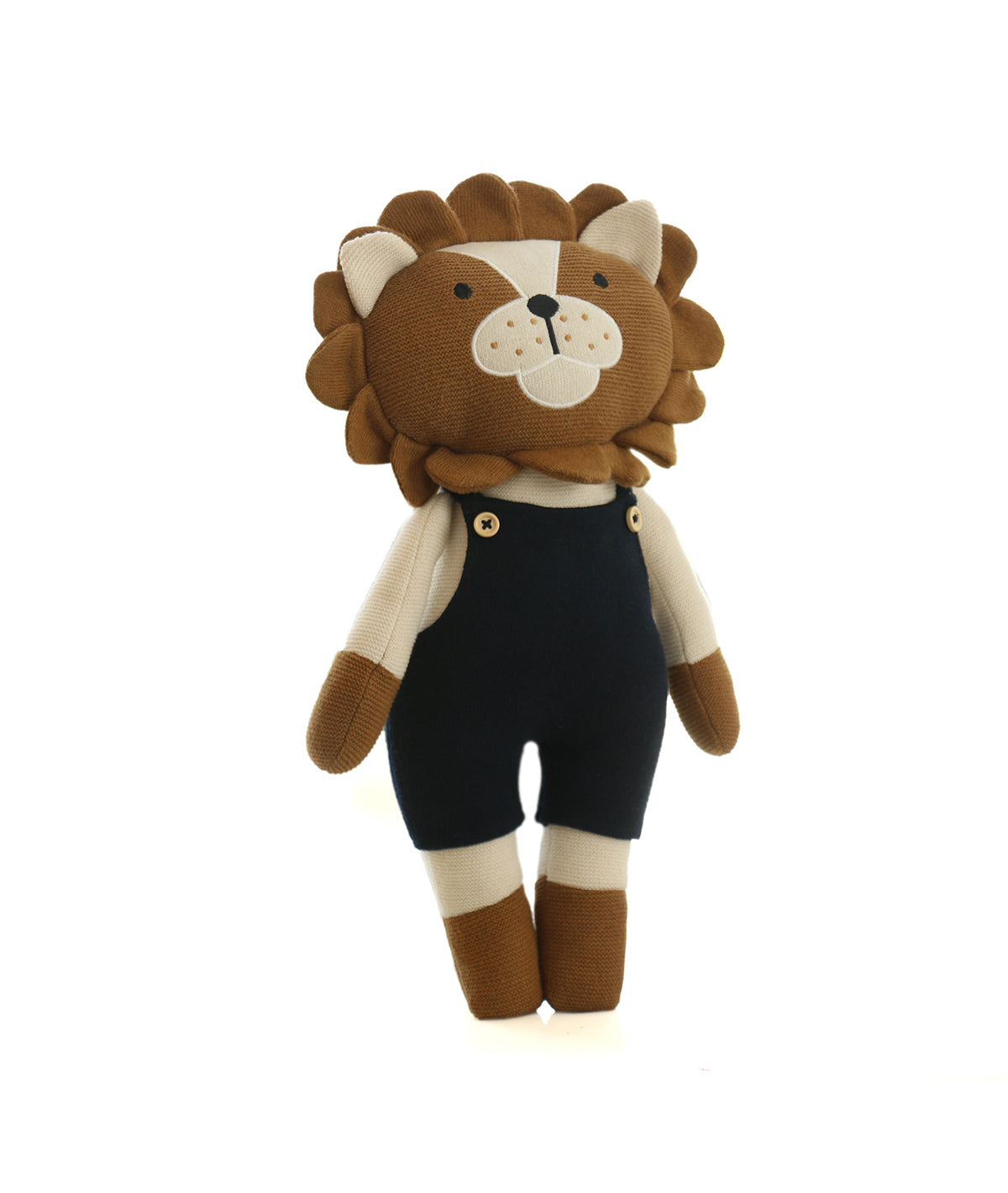 Little Leo Cotton Knitted Stuffed Soft Toy for Babies & Kids (Bronze & Dark Navy )
