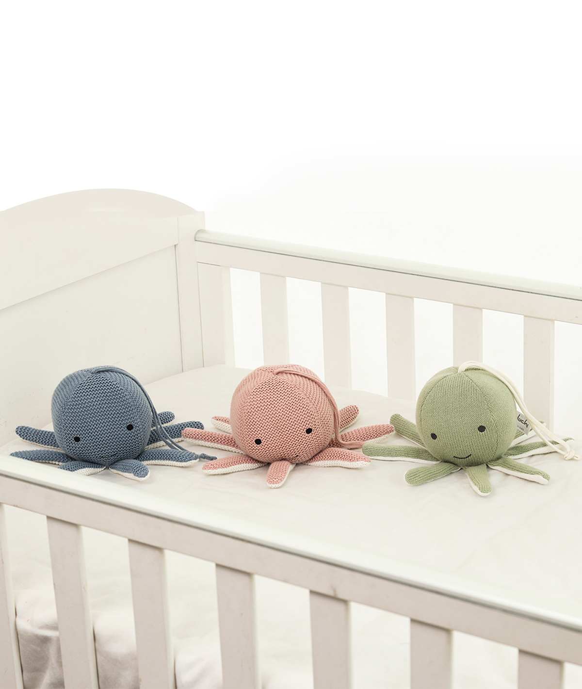 Ozy Octopus Cotton Knitted Stuffed Soft Music Toy (Cameo Pink & Ivory)